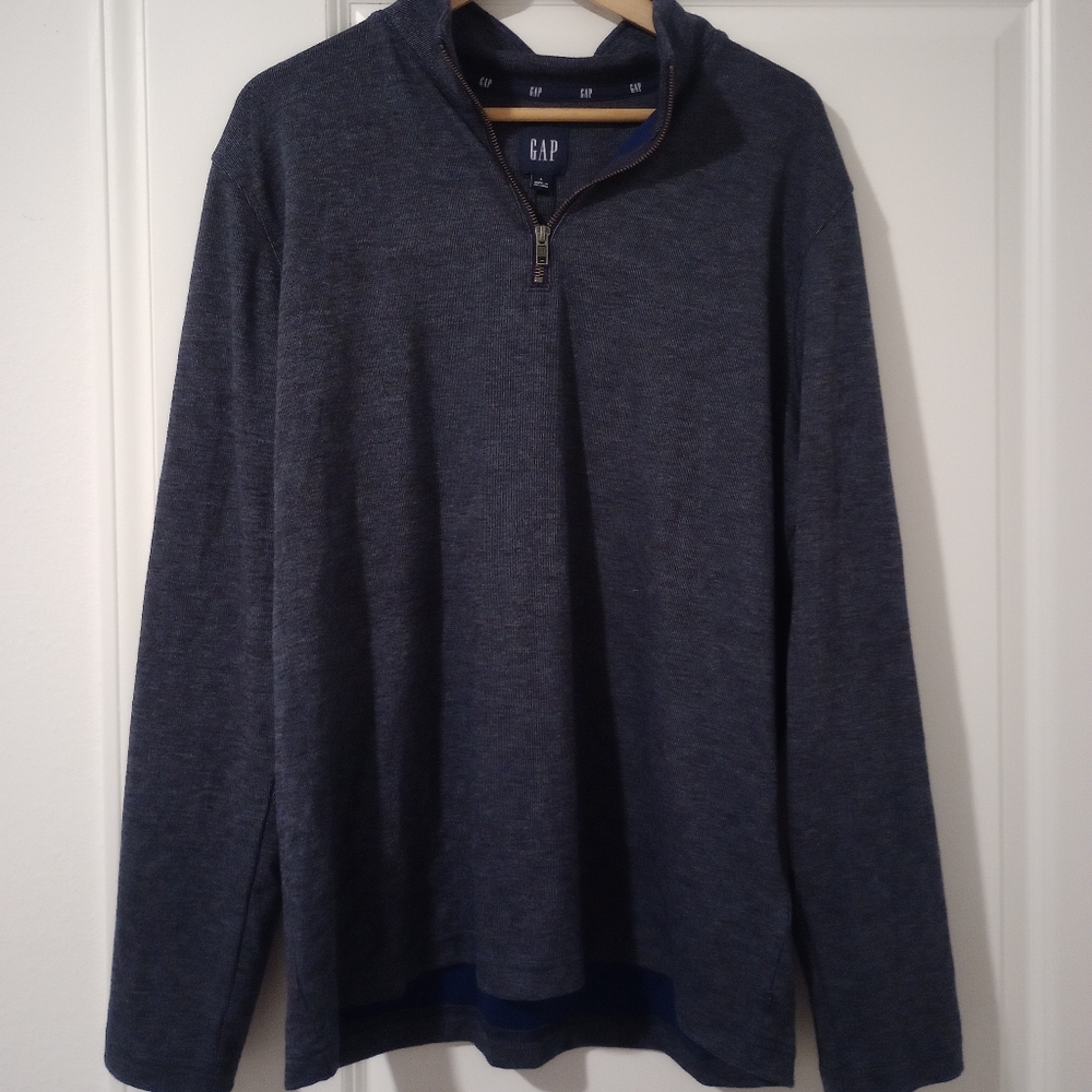 NWT GAP Men's Blue Half Zip Pullover Long Sleeve Size L